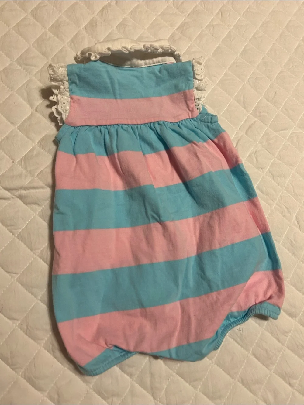 Ralph Lauren Pink & AquaStriped Polo Romper